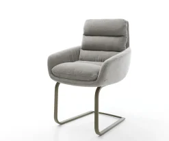 FreischwingerAbelia-Flex mit Armlehnen Strukturstoff Soft Grau Freischwinger flach Effektfinish Titan Sofort versandfertig