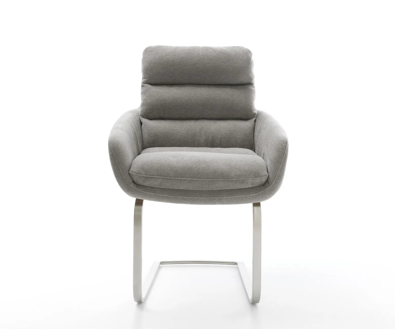 FreischwingerAbelia-Flex mit Armlehnen Strukturstoff Soft Grau Freischwinger flach Edelstahl Sofort versandfertig