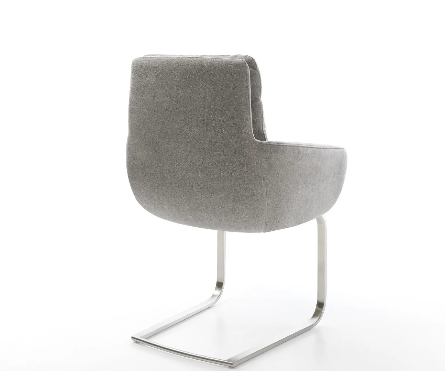 FreischwingerAbelia-Flex mit Armlehnen Strukturstoff Soft Grau Freischwinger flach Edelstahl Sofort versandfertig