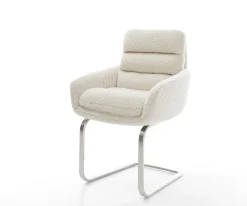 FreischwingerAbelia-Flex mit Armlehnen Teddystoff Beige Freischwinger flach Edelstahl Sofort versandfertig