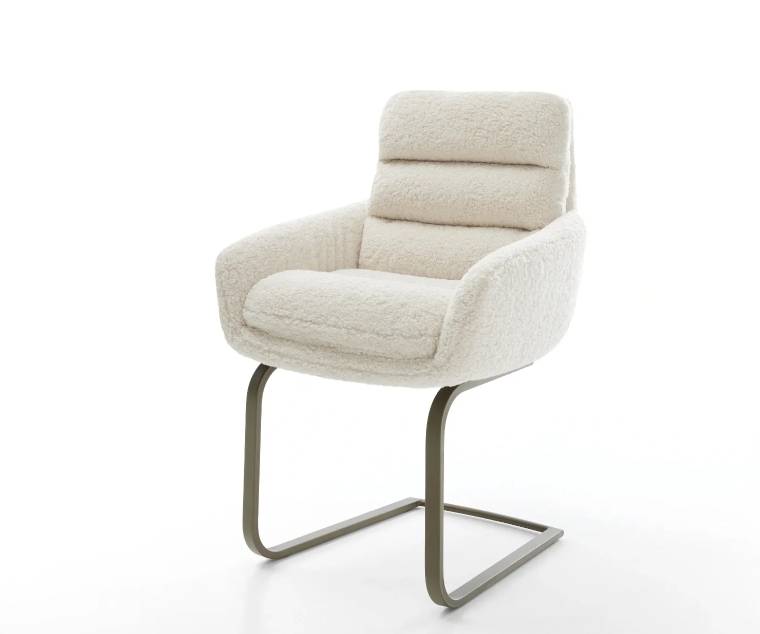 FreischwingerAbelia-Flex mit Armlehnen Teddystoff Beige Freischwinger flach Effektfinish Titan Sofort versandfertig