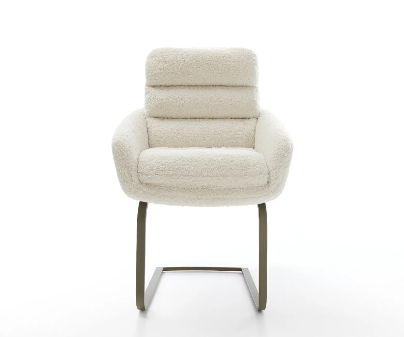 FreischwingerAbelia-Flex mit Armlehnen Teddystoff Beige Freischwinger flach Effektfinish Titan Sofort versandfertig