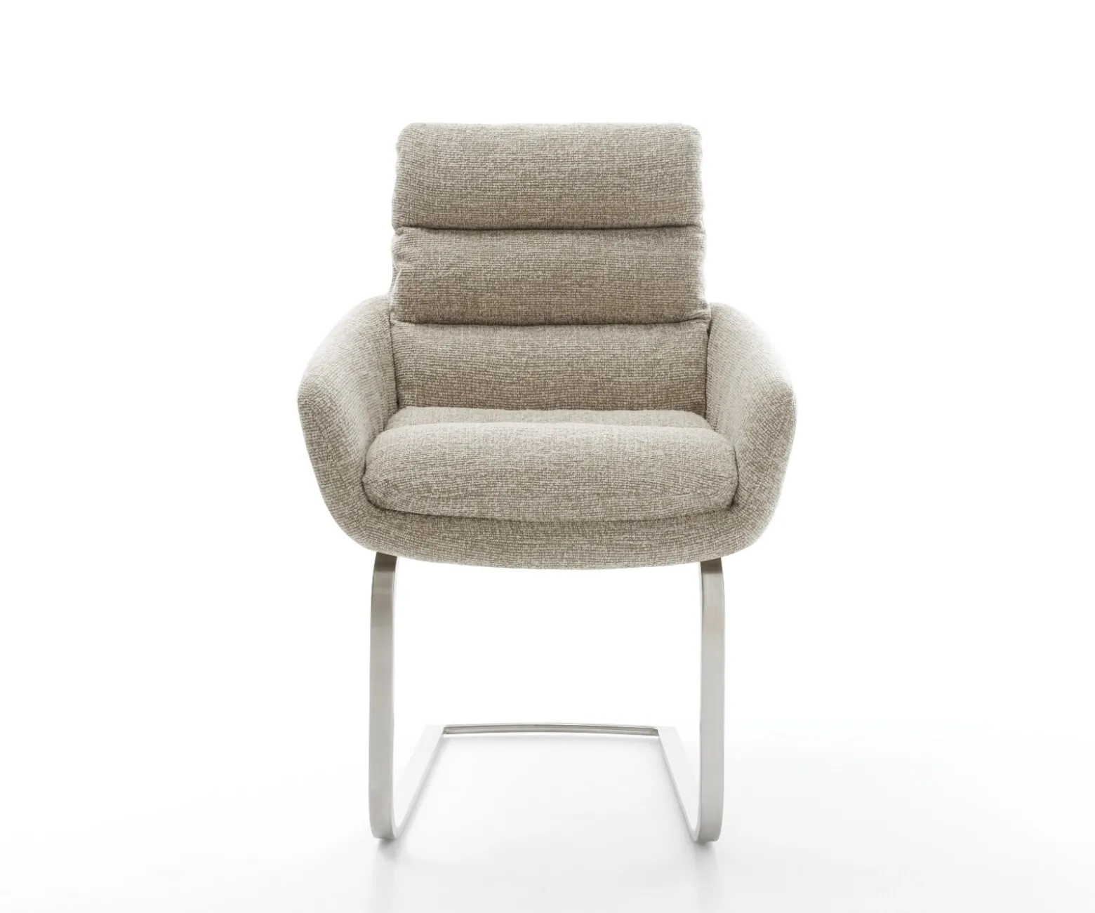 FreischwingerAbelia-Flex mit Armlehnen Webstoff Soft Beige Freischwinger flach Edelstahl Sofort versandfertig