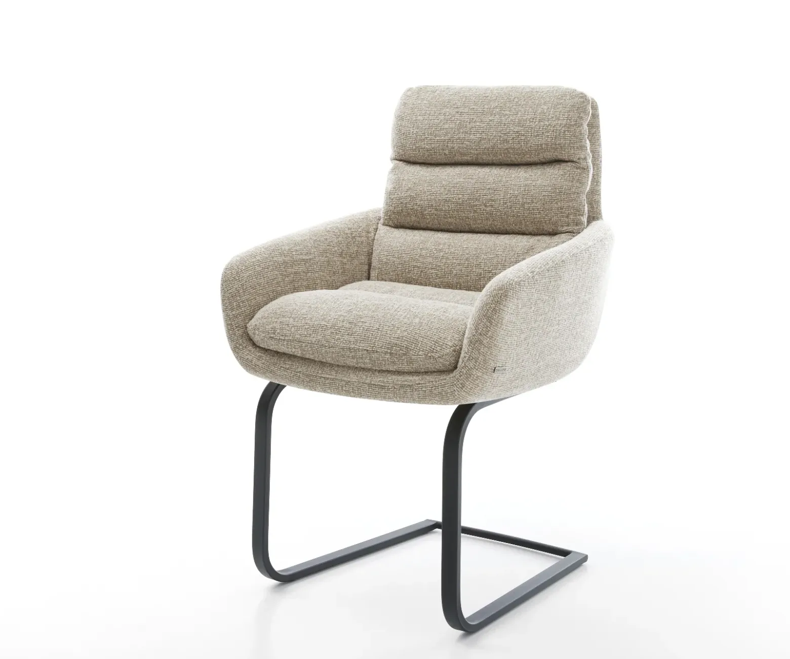 FreischwingerAbelia-Flex mit Armlehnen Webstoff Soft Beige Freischwinger flach Schwarz Sofort versandfertig