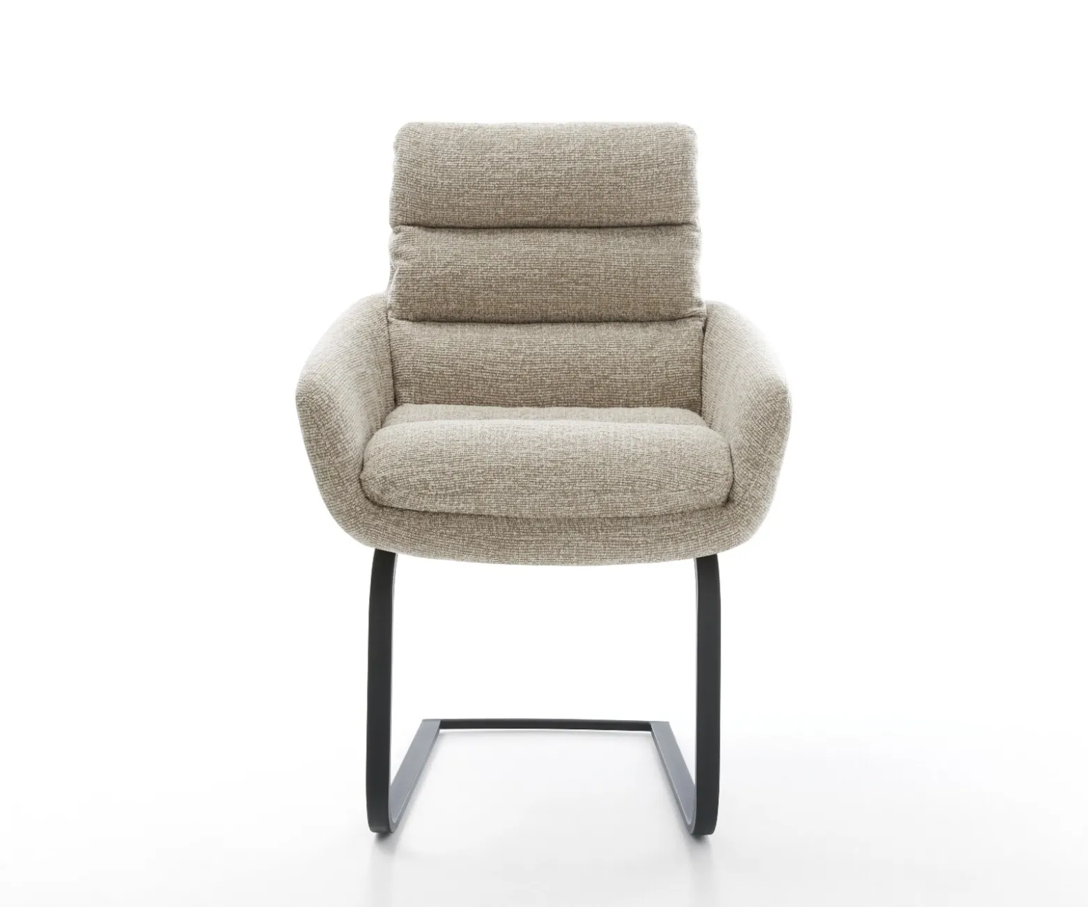 FreischwingerAbelia-Flex mit Armlehnen Webstoff Soft Beige Freischwinger flach Schwarz Sofort versandfertig