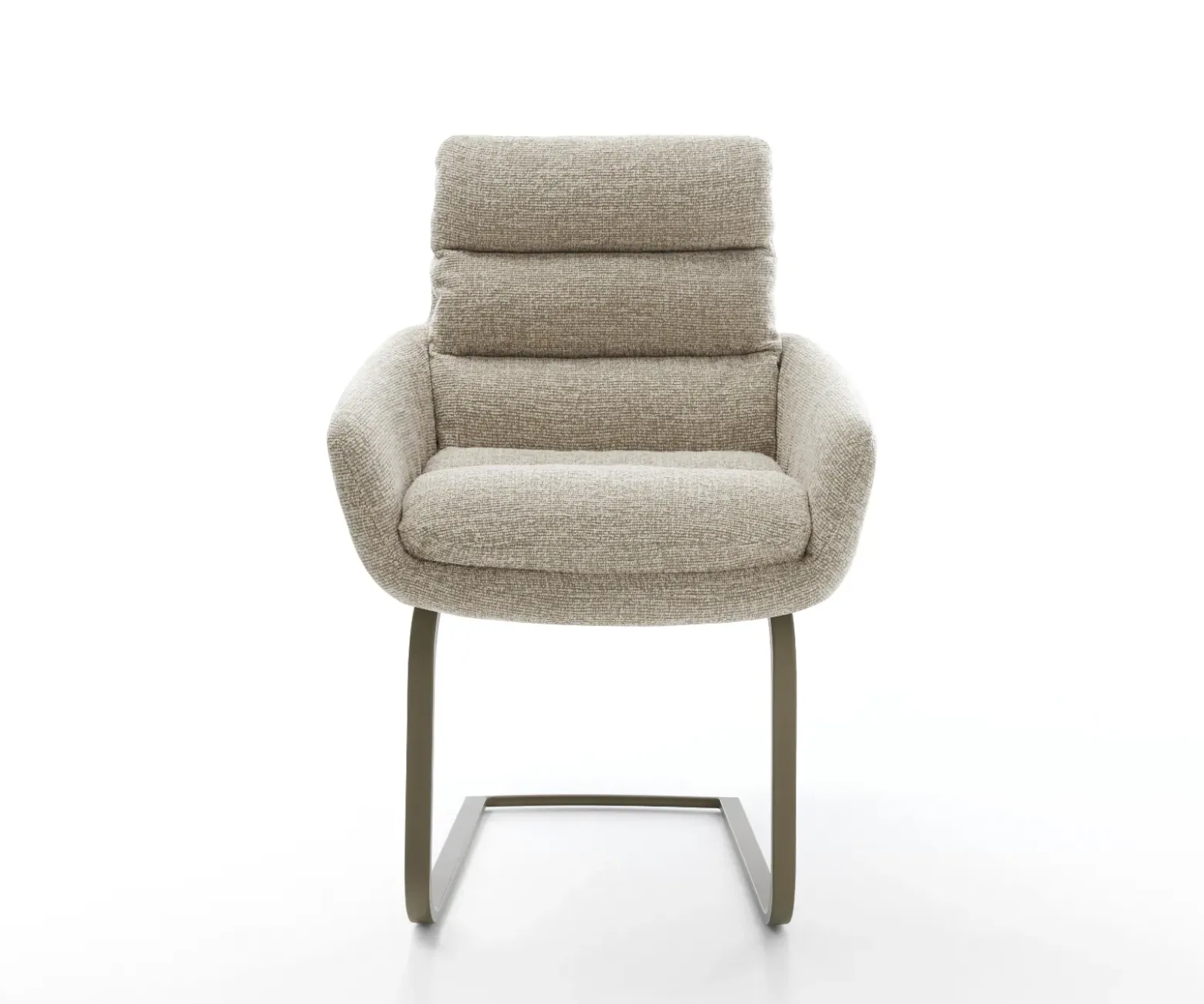 FreischwingerAbelia-Flex mit Armlehnen Webstoff Soft Beige Freischwinger flach Effektfinish Titan Sofort versandfertig