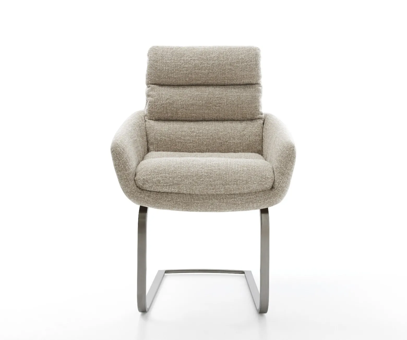 FreischwingerAbelia-Flex mit Armlehnen Webstoff Soft Beige Freischwinger flach Graphit Sofort versandfertig
