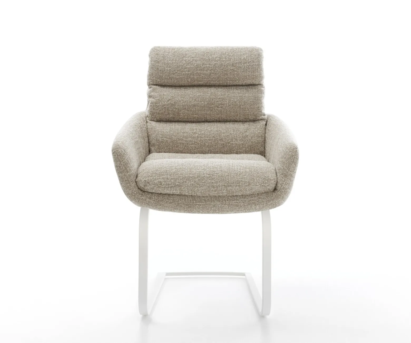 FreischwingerAbelia-Flex mit Armlehnen Webstoff Soft Beige Freischwinger flach Weiß Sofort versandfertig