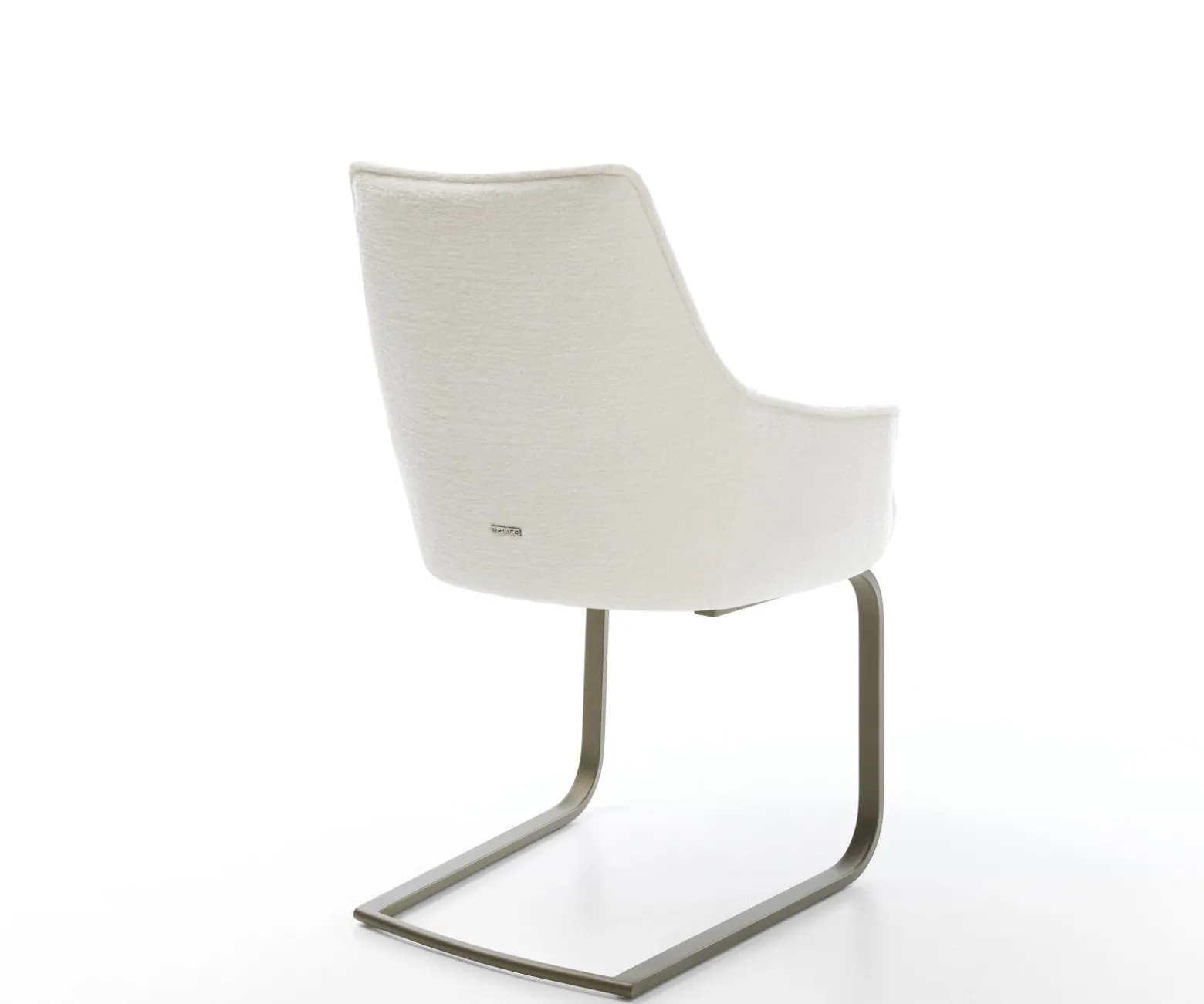 FreischwingerAlja-Flex mit Armlehnen Bouclé Soft Beige Freischwinger flach Effektfinish Titan Taschenfederkern Sofort versandfertig