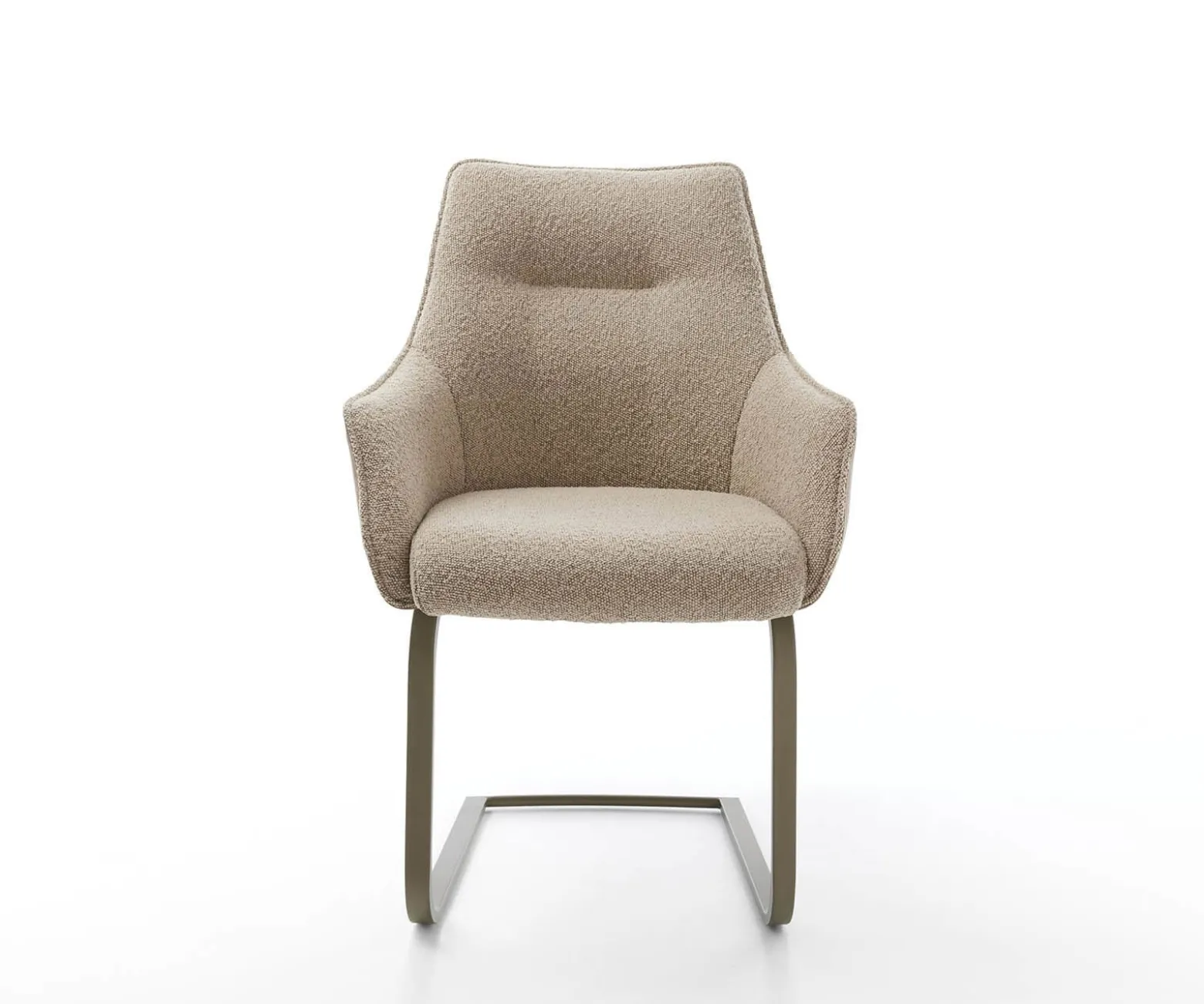 FreischwingerAlja-Flex mit Armlehnen Materialmix Schlamm Freischwinger flach Effektfinish Titan Taschenfederkern Sofort versandfertig