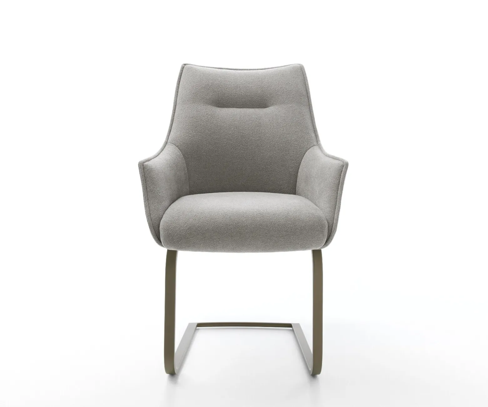 FreischwingerAlja-Flex mit Armlehnen Strukturstoff Soft Grau Freischwinger flach Effektfinish Titan Taschenfederkern Sofort versandfertig