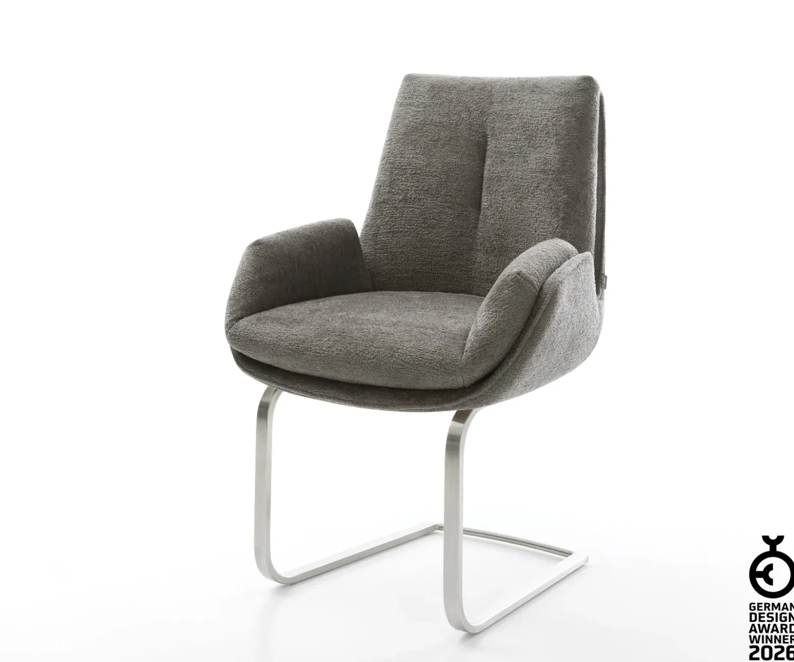 FreischwingerClea-Flex Bouclé Soft Schlamm Freischwinger flach Edelstahl Sofort versandfertig