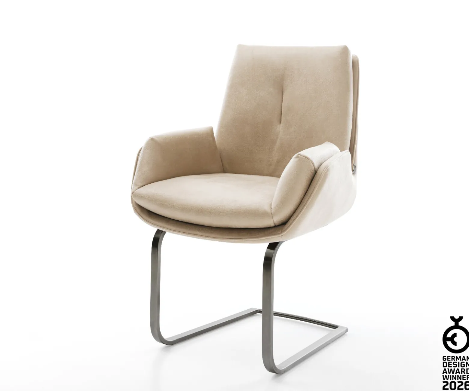 FreischwingerClea-Flex Mikrofaser Beige Vintage Freischwinger flach Graphit Sofort versandfertig