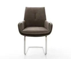FreischwingerClea-Flex Mikrofaser Taupe Vintage Freischwinger flach Edelstahl Sofort versandfertig