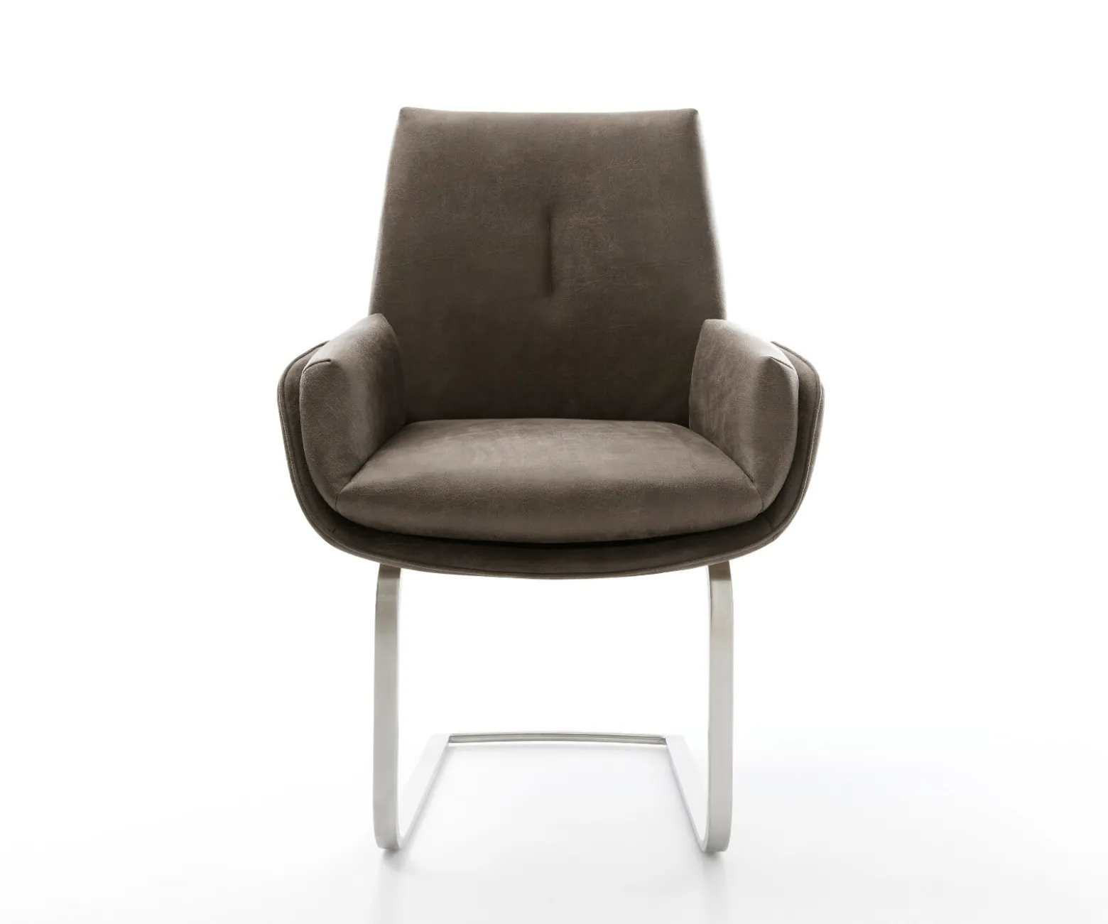 FreischwingerClea-Flex Mikrofaser Taupe Vintage Freischwinger flach Edelstahl Sofort versandfertig