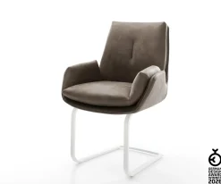 FreischwingerClea-Flex Mikrofaser Taupe Vintage Freischwinger flach Weiß Sofort versandfertig