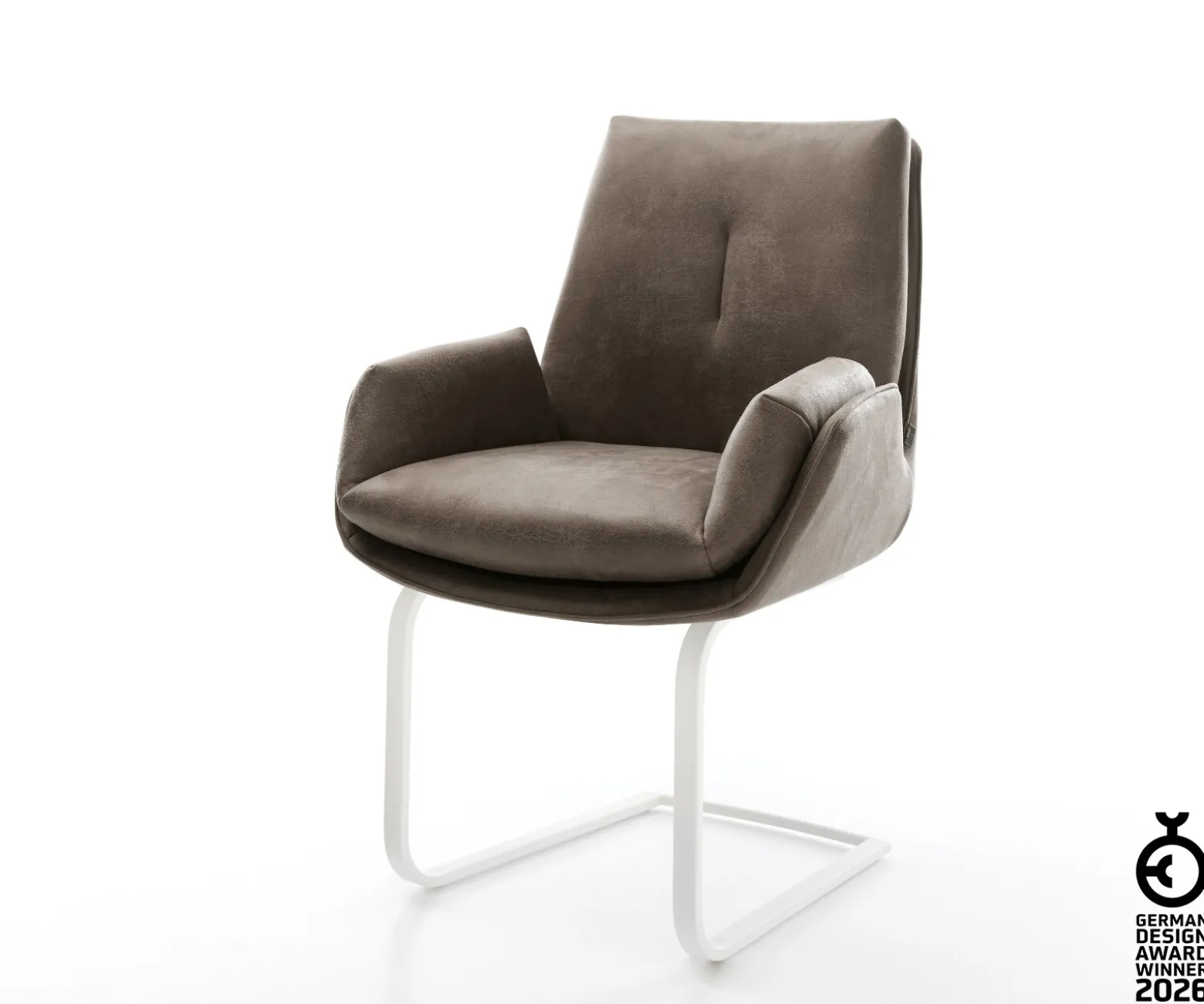 FreischwingerClea-Flex Mikrofaser Taupe Vintage Freischwinger flach Weiß Sofort versandfertig