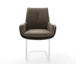 FreischwingerClea-Flex Mikrofaser Taupe Vintage Freischwinger flach Weiß Sofort versandfertig