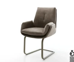 FreischwingerClea-Flex Mikrofaser Taupe Vintage Freischwinger flach Effektfinish Titan Sofort versandfertig