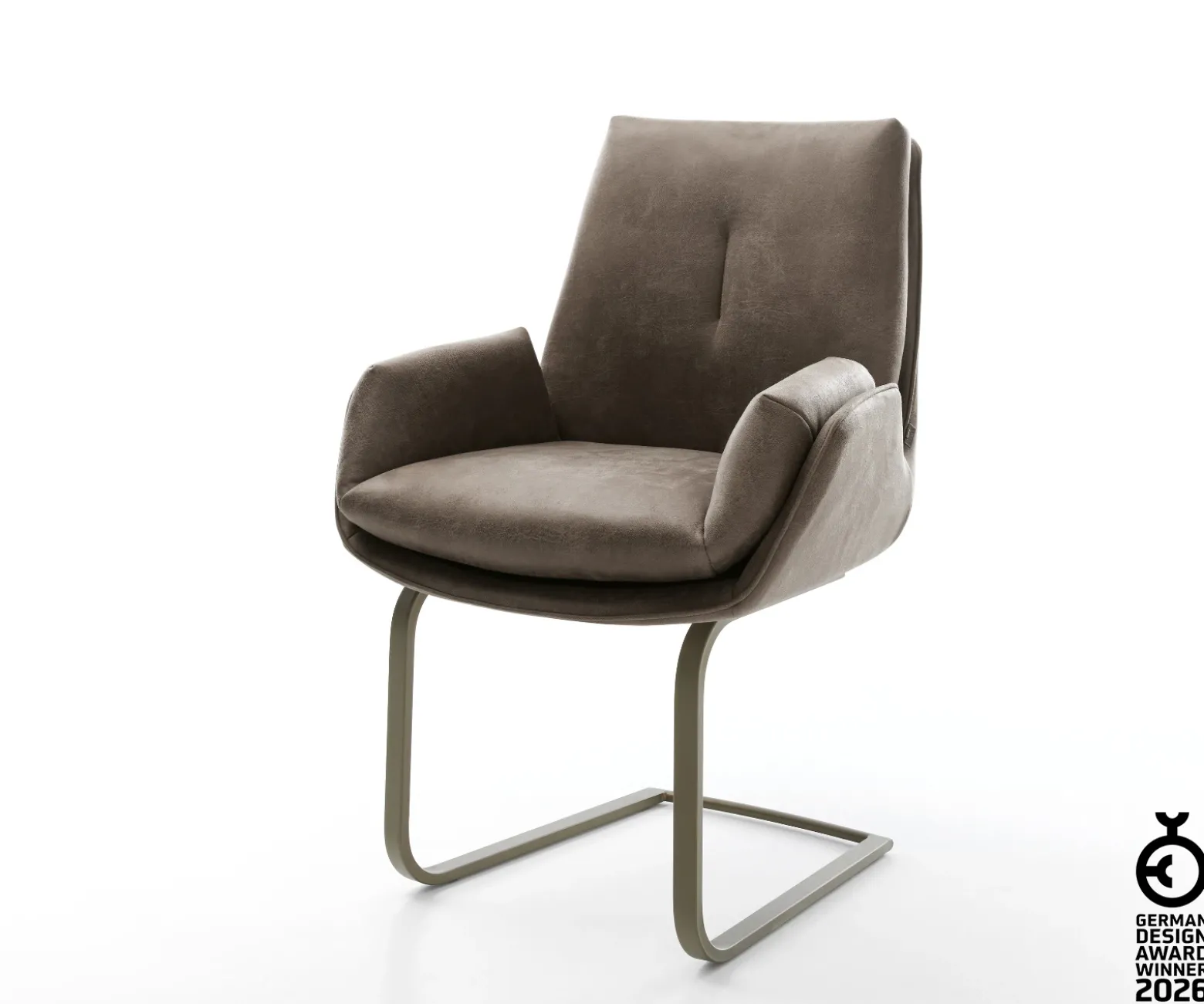 FreischwingerClea-Flex Mikrofaser Taupe Vintage Freischwinger flach Effektfinish Titan Sofort versandfertig