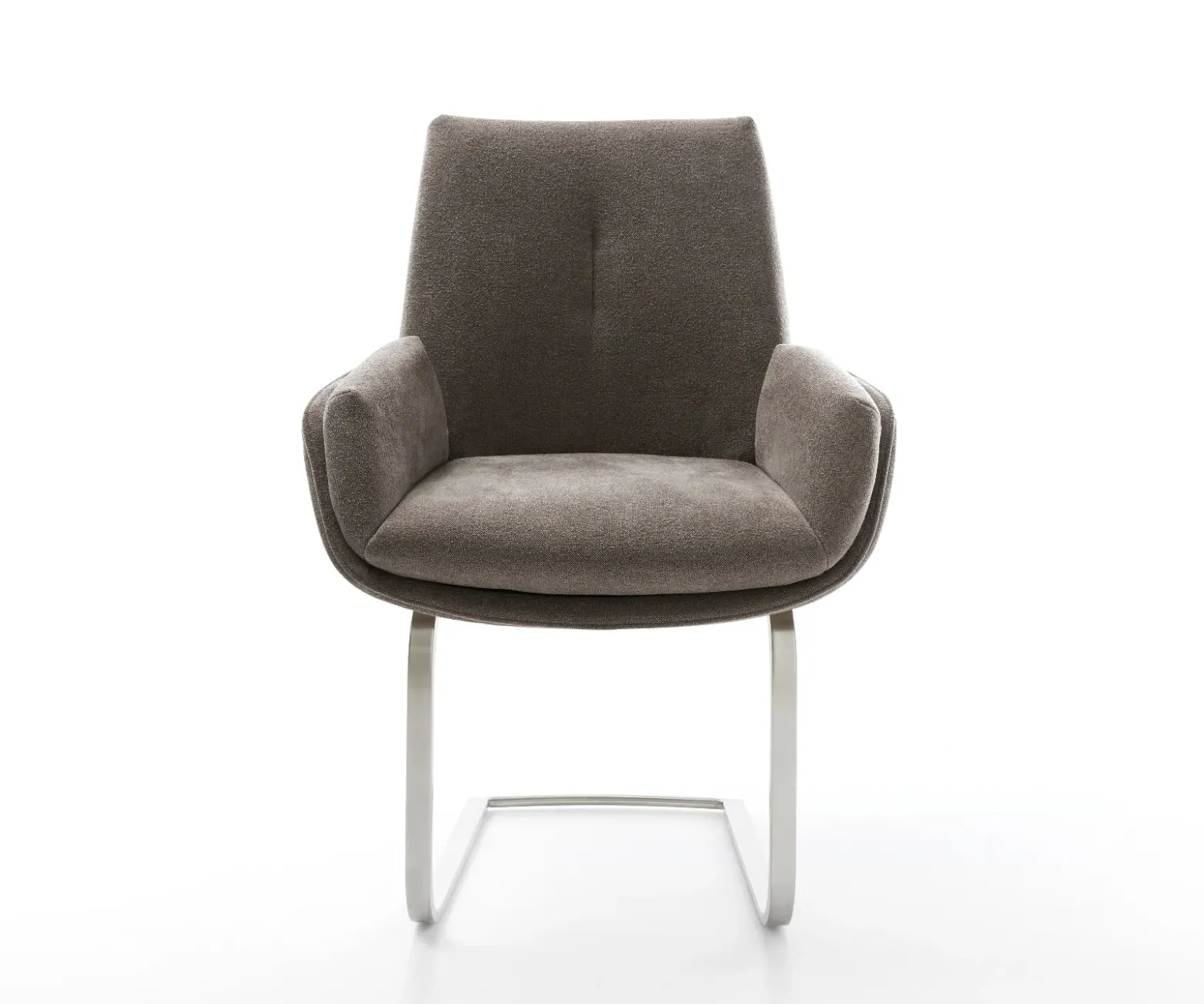 FreischwingerClea-Flex Strukturstoff Soft Taupe Freischwinger flach Edelstahl Sofort versandfertig
