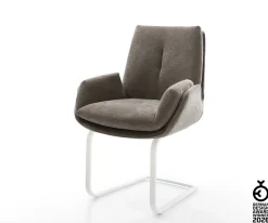 FreischwingerClea-Flex Strukturstoff Soft Taupe Freischwinger flach Weiß Sofort versandfertig
