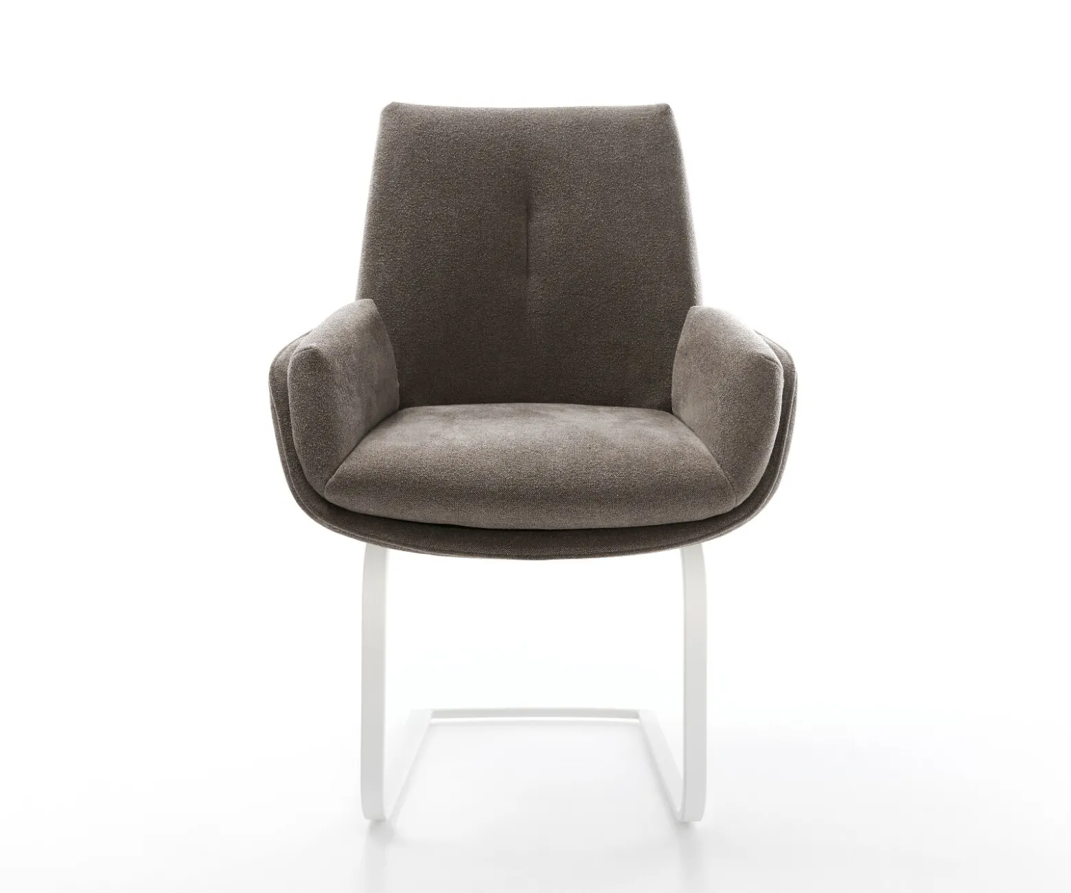 FreischwingerClea-Flex Strukturstoff Soft Taupe Freischwinger flach Weiß Sofort versandfertig