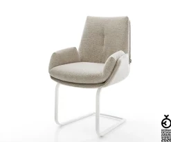 FreischwingerClea-Flex Webstoff Soft Beige Freischwinger flach Weiß Sofort versandfertig
