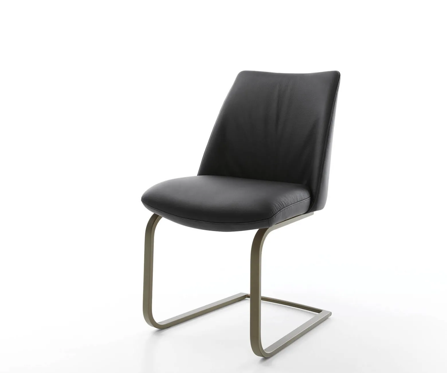FreischwingerElso-Flex Echt-Leder Schwarz Freischwinger flach Effektfinish Titan Taschenfederkern Sofort versandfertig