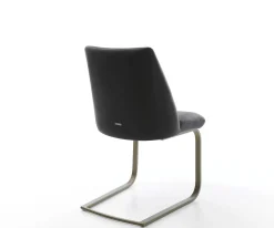 FreischwingerElso-Flex Echt-Leder Schwarz Freischwinger flach Effektfinish Titan Taschenfederkern Sofort versandfertig