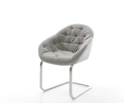 FreischwingerGaio-Flex Strukturstoff Soft Grau Freischwinger flach Edelstahl Sofort versandfertig