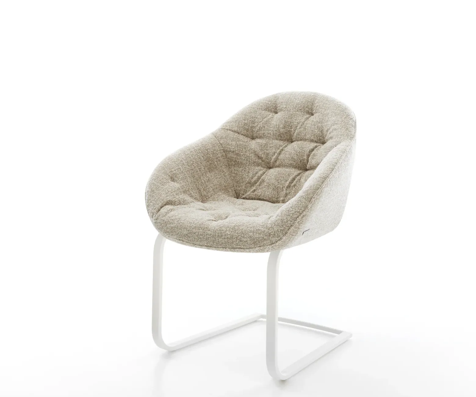 FreischwingerGaio-Flex Webstoff Soft Beige Freischwinger flach Weiß Sofort versandfertig