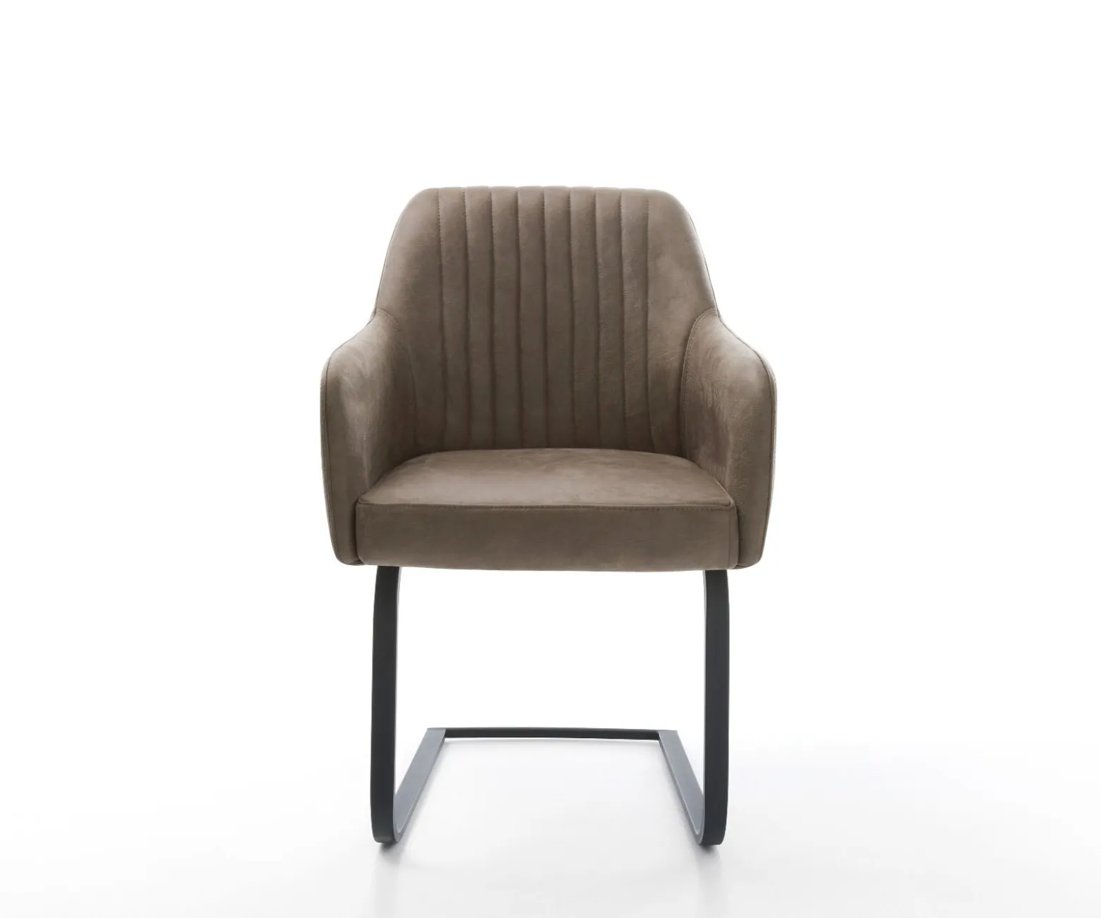FreischwingerGreg-Flex Mikrofaser Taupe Vintage Freischwinger flach Schwarz Taschenfederkern Sofort versandfertig