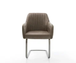 FreischwingerGreg-Flex Mikrofaser Taupe Vintage Freischwinger flach Graphit Taschenfederkern Sofort versandfertig