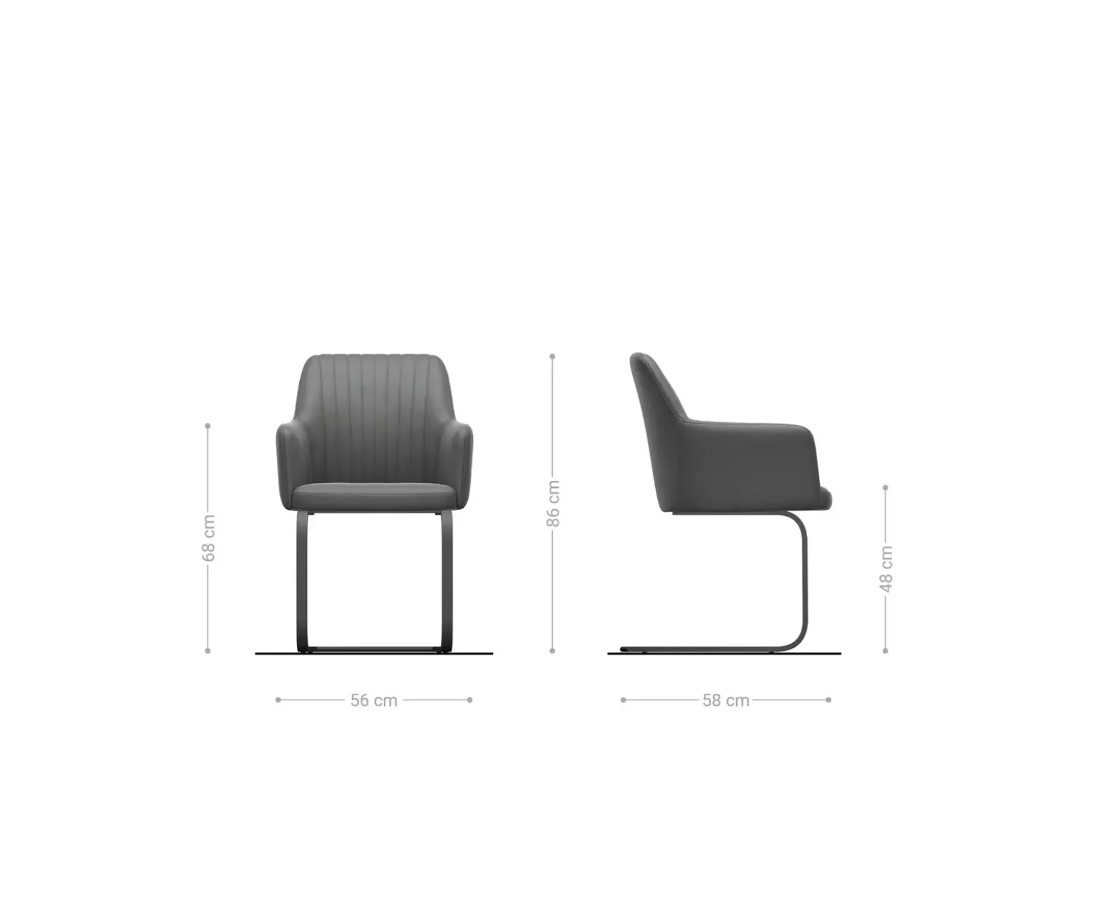 FreischwingerGreg-Flex Strukturstoff Soft Grau Freischwinger flach Graphit Taschenfederkern Sofort versandfertig