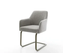FreischwingerGreg-Flex Strukturstoff Soft Grau Freischwinger flach Effektfinish Titan Taschenfederkern Sofort versandfertig