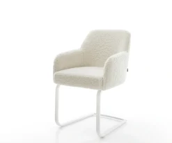 FreischwingerGreg-Flex Teddystoff Beige Freischwinger flach Weiß Taschenfederkern Sofort versandfertig