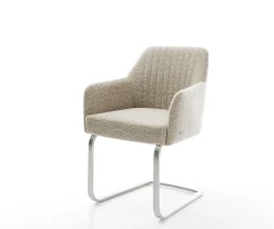 FreischwingerGreg-Flex Webstoff Soft Beige Freischwinger flach Edelstahl Taschenfederkern Sofort versandfertig