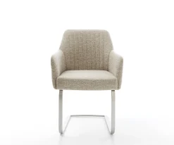 FreischwingerGreg-Flex Webstoff Soft Beige Freischwinger flach Edelstahl Taschenfederkern Sofort versandfertig