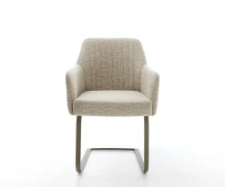 FreischwingerGreg-Flex Webstoff Soft Beige Freischwinger flach Effektfinish Titan Taschenfederkern Sofort versandfertig
