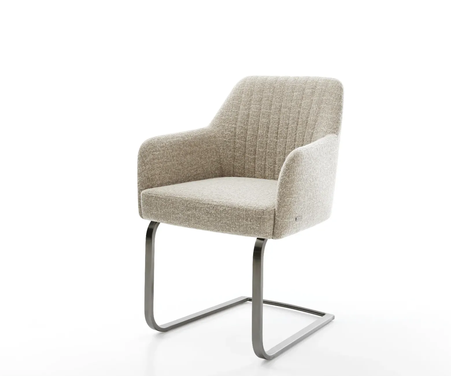 FreischwingerGreg-Flex Webstoff Soft Beige Freischwinger flach Graphit Taschenfederkern Sofort versandfertig