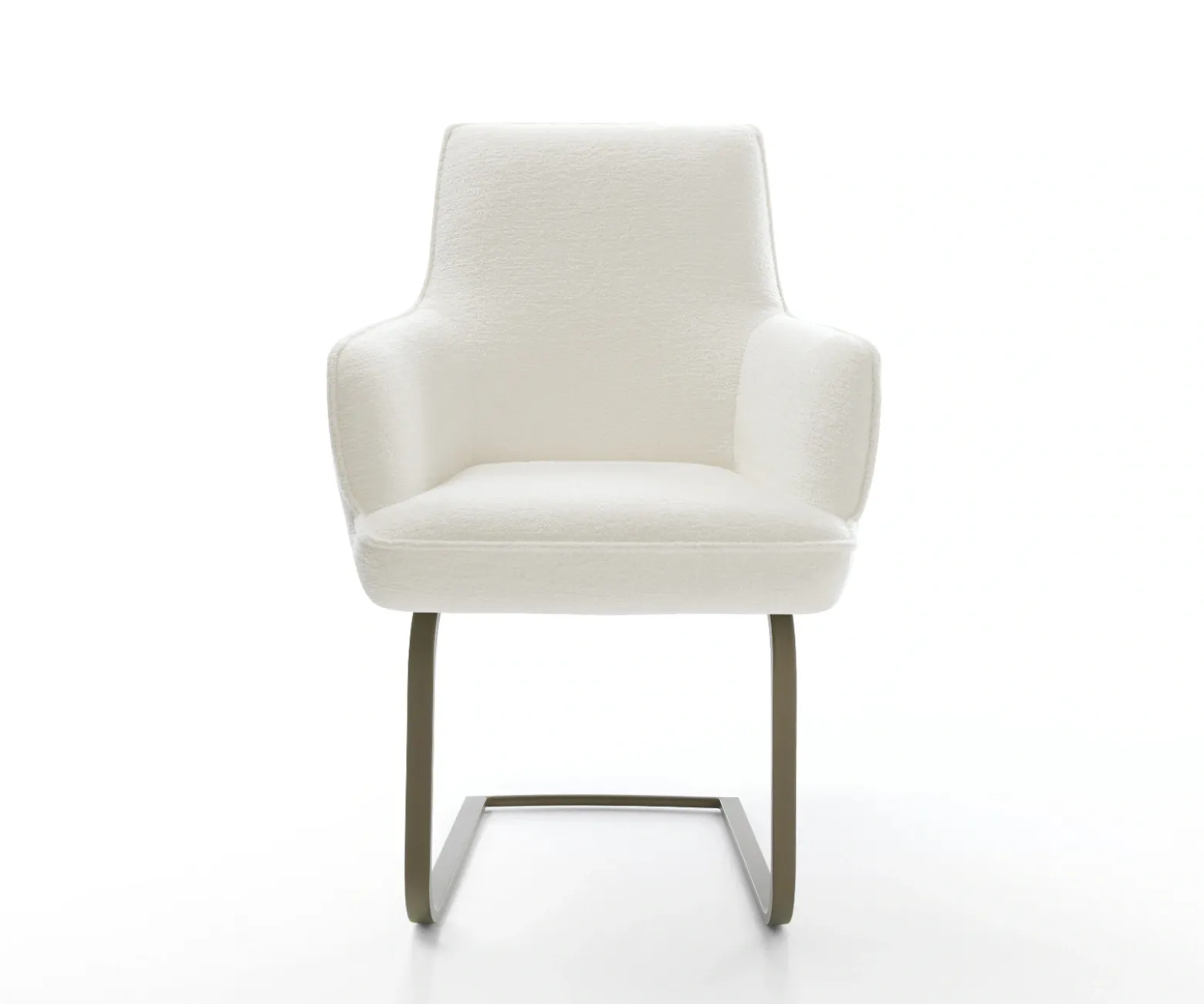 FreischwingerHeira-Flex mit Armlehnen Bouclé Soft Beige Freischwinger flach Effektfinish Titan Taschenfederkern Sofort versandfertig