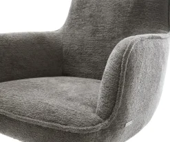 FreischwingerHeira-Flex mit Armlehnen Bouclé Soft Schlamm Freischwinger flach Effektfinish Titan Taschenfederkern Sofort versandfertig