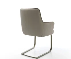FreischwingerHeira-Flex mit Armlehnen Echt-Leder Schlamm Freischwinger flach Effektfinish Titan Taschenfederkern Sofort versandfertig