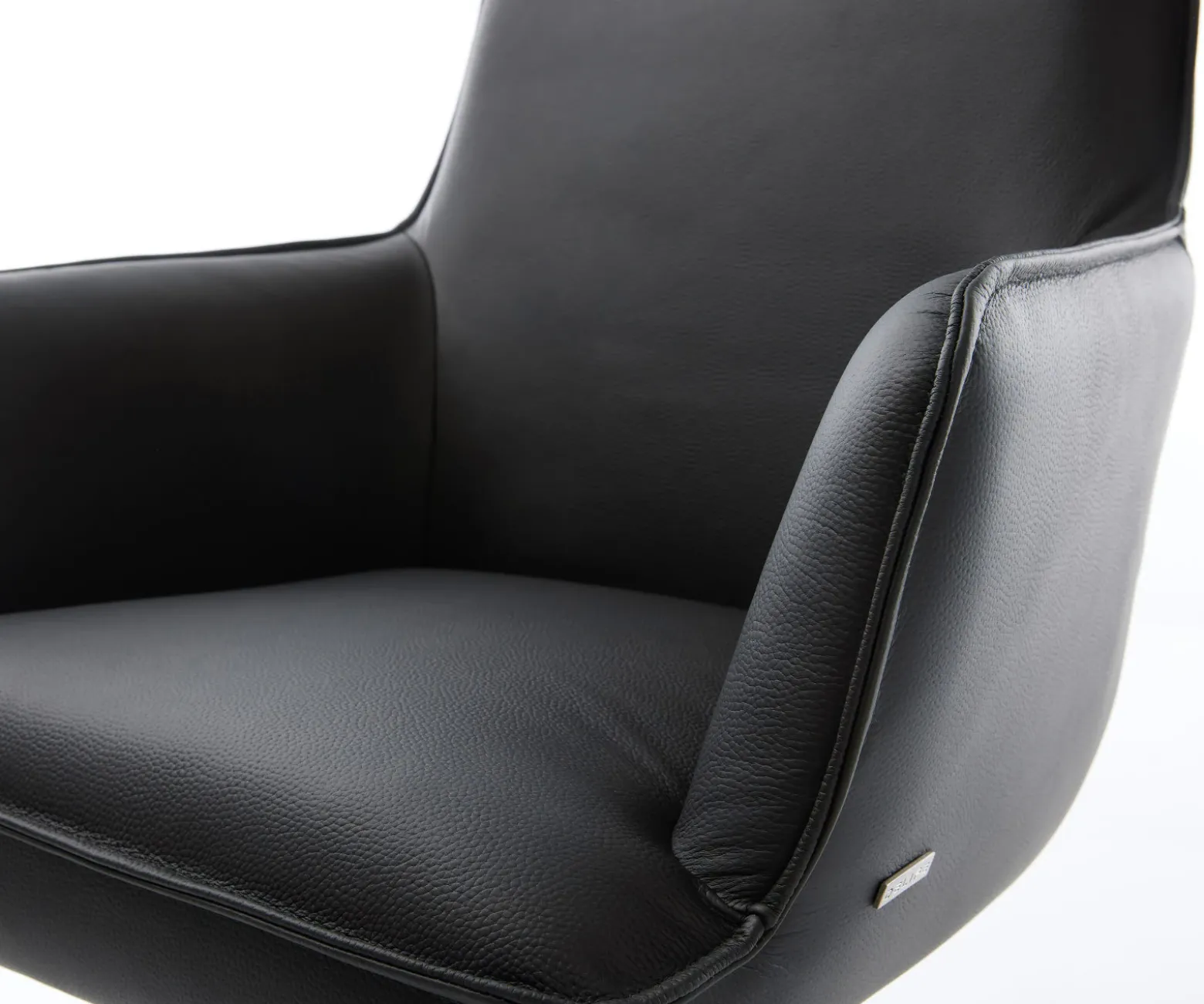 FreischwingerHeira-Flex mit Armlehnen Echt-Leder Schwarz Freischwinger flach Effektfinish Titan Taschenfederkern Sofort versandfertig