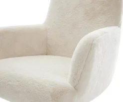 FreischwingerHeira-Flex mit Armlehnen Plüsch Creme-Weiß Freischwinger flach Edelstahl Taschenfederkern Sofort versandfertig