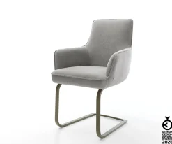 FreischwingerHeira-Flex mit Armlehnen Strukturstoff Soft Grau Freischwinger flach Effektfinish Titan Taschenfederkern Sofort versandfertig