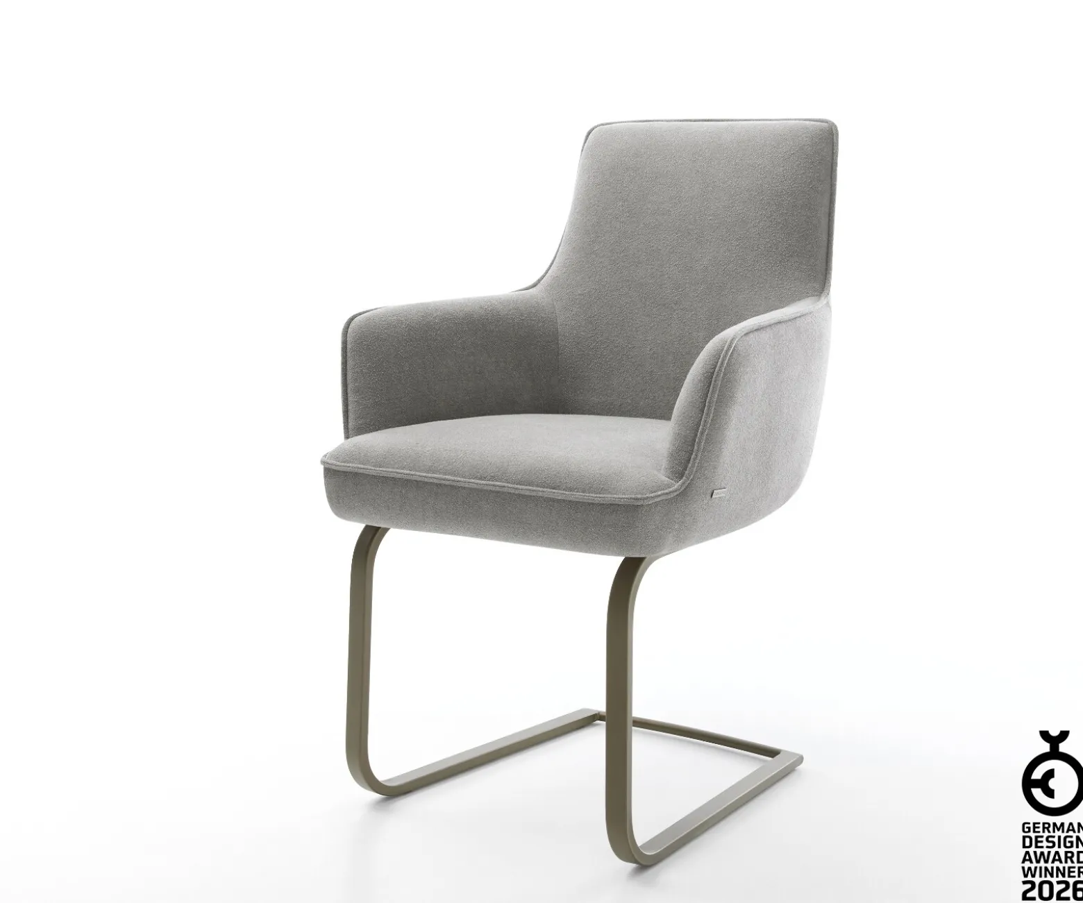 FreischwingerHeira-Flex mit Armlehnen Strukturstoff Soft Grau Freischwinger flach Effektfinish Titan Taschenfederkern Sofort versandfertig