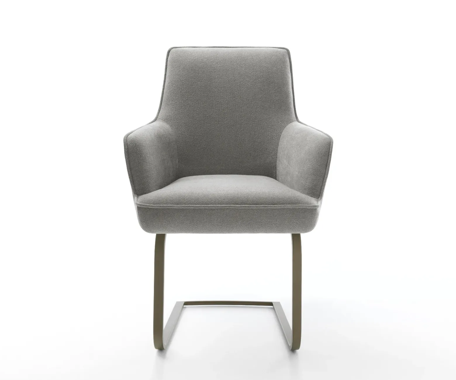 FreischwingerHeira-Flex mit Armlehnen Strukturstoff Soft Grau Freischwinger flach Effektfinish Titan Taschenfederkern Sofort versandfertig