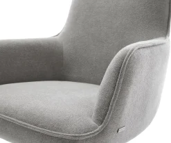FreischwingerHeira-Flex mit Armlehnen Strukturstoff Soft Grau Freischwinger flach Edelstahl Taschenfederkern Sofort versandfertig